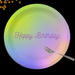 purple yellow gradient birthday  paper plate