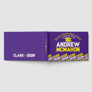 Purple & Yellow Graduation Personalized Guest Book