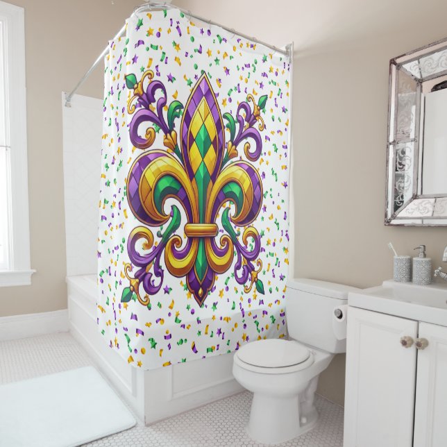 Purple yellow green Mardi Gras fleur de lis (In Situ)