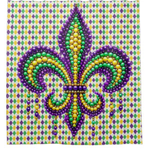 Purple yellow green Mardi Gras fleur de lis
