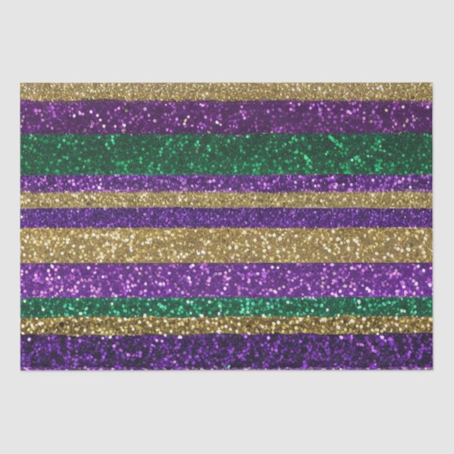Purple Yellow Green Mardi Gras Glitter Pattern Tissue Paper (Front)
