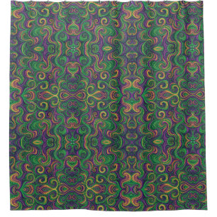 Purple yellow green Mardi Gras swirls abstract