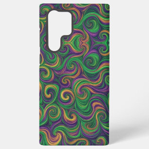 Purple yellow green Mardi Gras swirls abstract Samsung Galaxy Case