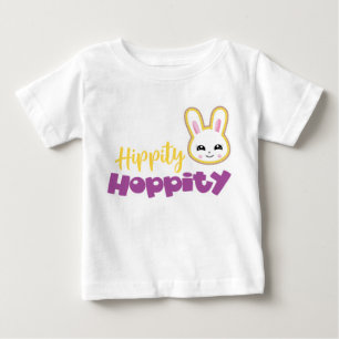 PURPLE & YELLOW HIPPITY HOPPITY WHITE EASTER BUNNY BABY T-Shirt