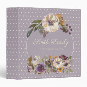 Purple Yellow Ivory Cream Floral Family Recipes Binder