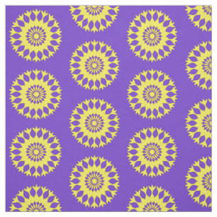 Purple Yellow Mandala Bold Abstract Pattern Print Fabric