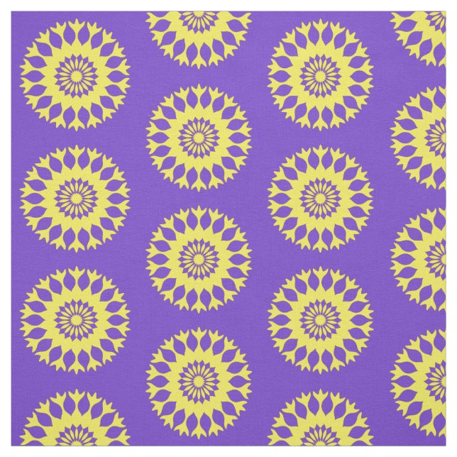Purple Yellow Mandala Bold Abstract Pattern Print Fabric (Swatch)
