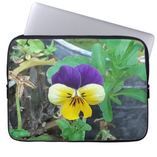 Purple & Yellow Pansy Electronics Bag