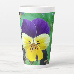 Purple & Yellow Pansy Latte Mug