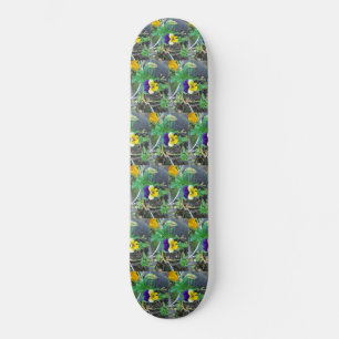 Purple & Yellow Pansy Skateboard