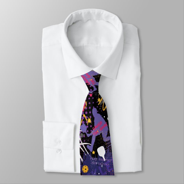  Purple + yellow Pickleball pattern Tie (Tied)