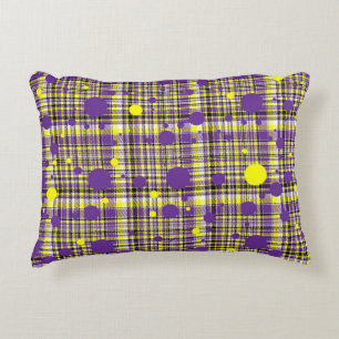Purple Yellow Plaid Shower Curtain Modern Abstract Accent Pillow