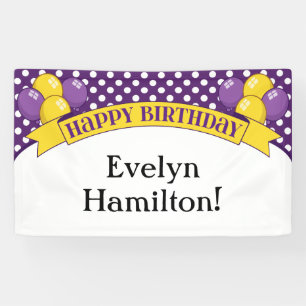 Purple Yellow Polka Dot Balloon Birthday Banner