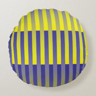 Purple Yellow Striped Pattern Round Pillow