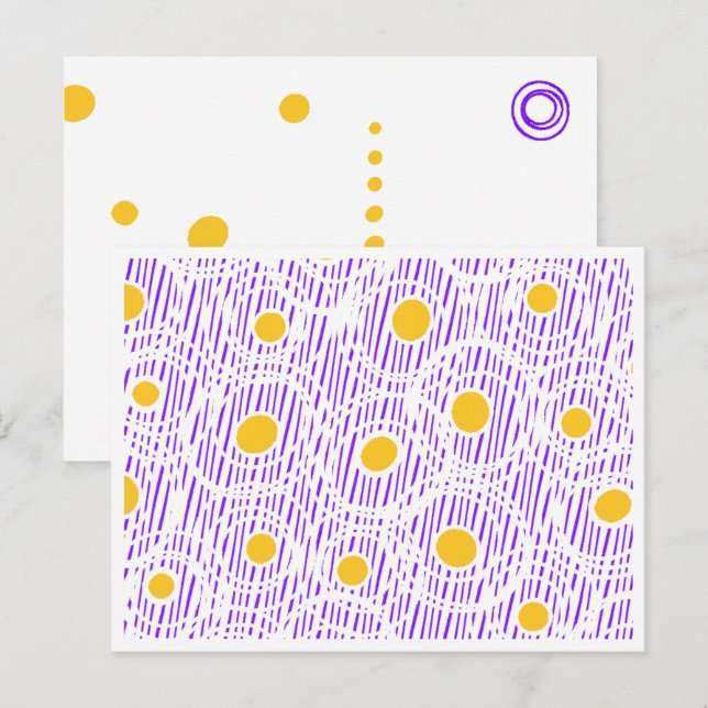 Purple & Yellow Stripes & Dots Postcard Template (Front/Back)