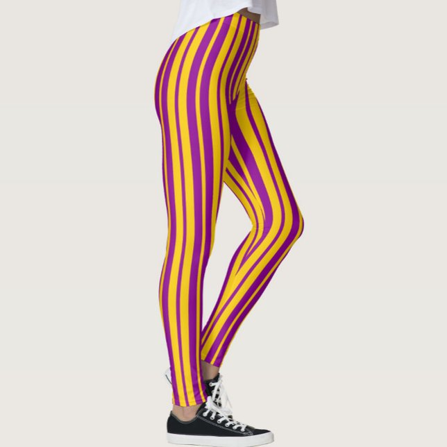 Purple Yellow Stylish Stripes Pattern Design  Leggings (Creator Uploaded)