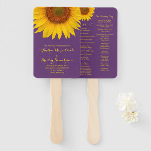 Purple Yellow Sunflower Wedding Program Fan