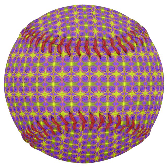Purple Yellow Swirl Pattern Softball (Front)