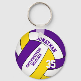 purple yellow team name boys' volleyball keychain