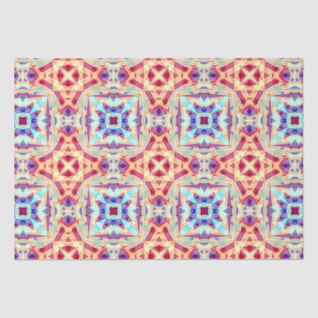 Purple Yellow Turquoise Red Geometric Moroccan Tissue Paper (Front)