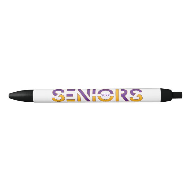 Purple & Yellow Two-Colour Seniors Sliced Letters Black Ink Pen (Front)