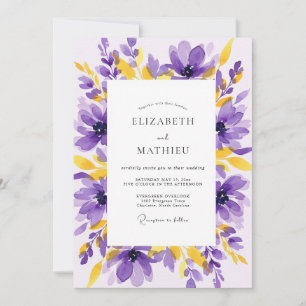 Purple Yellow Vivacious Summer Wedding Invitation