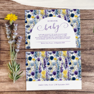 Purple Yellow Watercolor Wildflower Books for Baby Enclosure Card