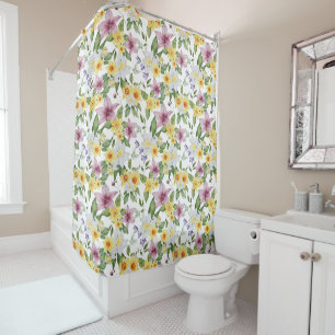 Purple Yellow White Green Floral Boho Chic 