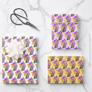Purple Yellow Wildflower Photo Artwork Pattern  Wrapping Paper Sheet