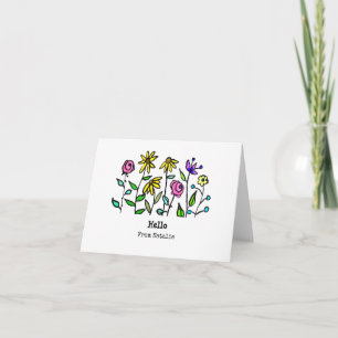 Purple Yellow Wildflowers Personalized Retro Boho Note Card