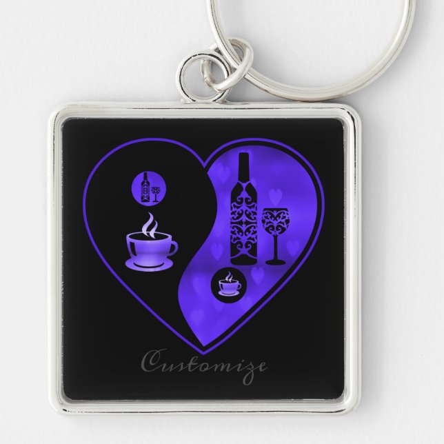 Purple Yin & Yang Coffee & Wine Key Chain (Front)