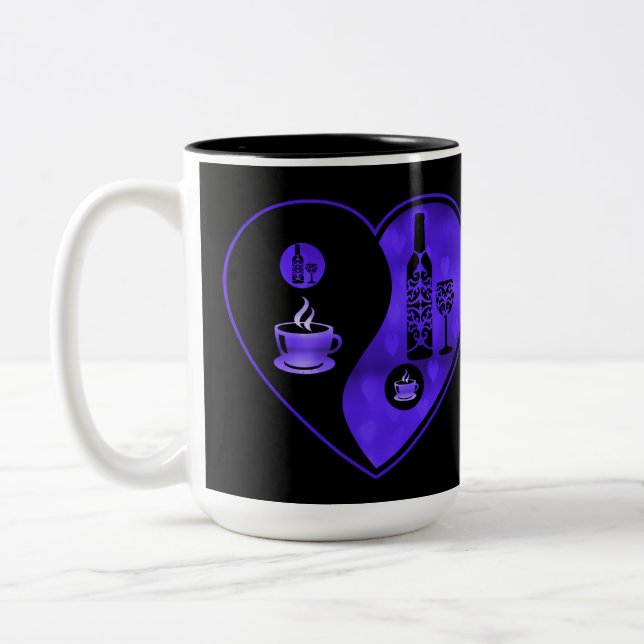 Purple Yin & Yang Coffee & Wine Two-Tone Coffee Mug (Left)