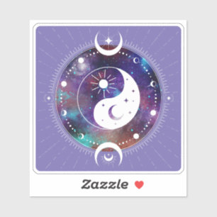 Purple Yin Yang Galaxy and Crescent Moon Mystical