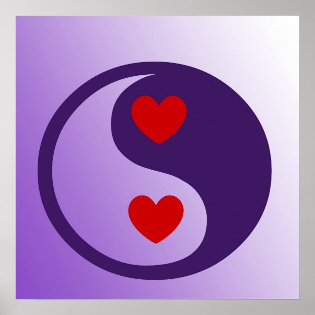Purple Yin Yang Hearts Poster (Front)