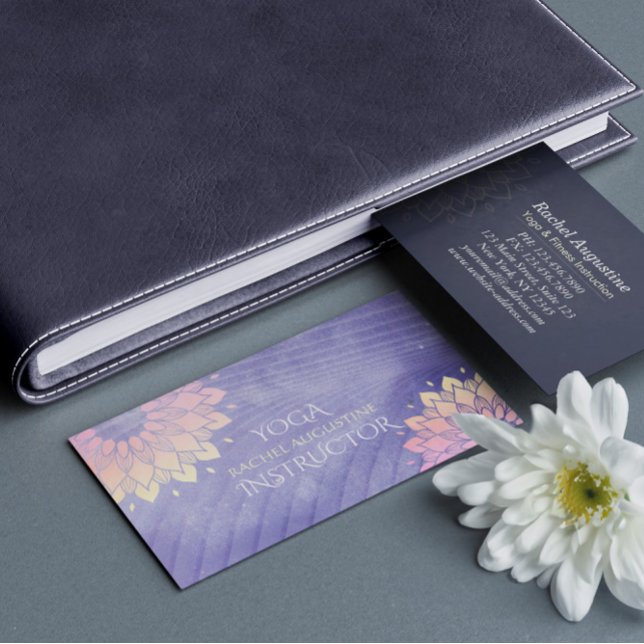 Purple Yoga Instructor Rose Gold Mandala Business Card (Creator Uploaded)