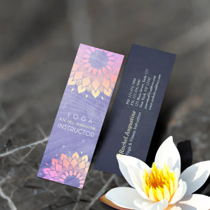 Purple Yoga Instructor Rose Gold Mandala Mini Business Card