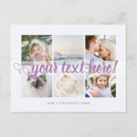 Purple Your custom text 6 photos collage universal