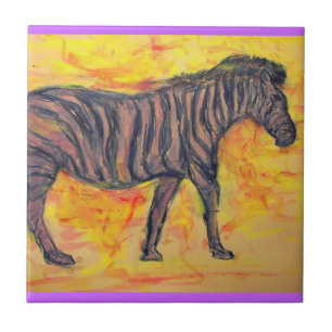 purple zebra art tile