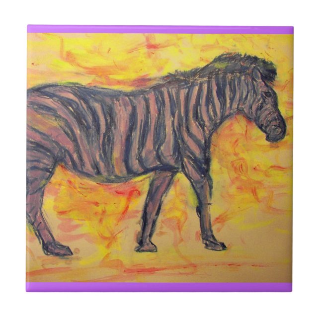 purple zebra art tile (Front)