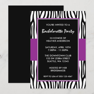 Purple Zebra Bachelorette Invitations