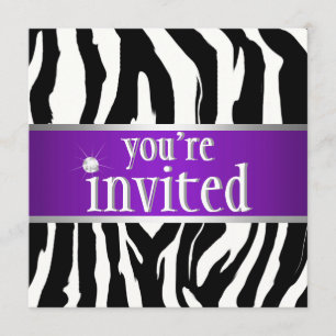 Purple Zebra Birthday Invitation