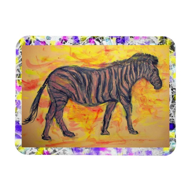 purple zebra drip painting magnet (Horizontal)