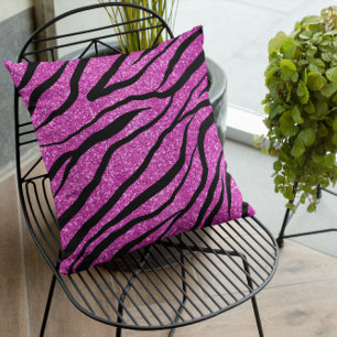 purple Zebra Glittery Pattern  Throw Pillow
