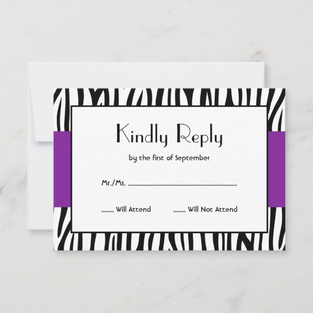 Purple Zebra Modern RSVP (Devant)