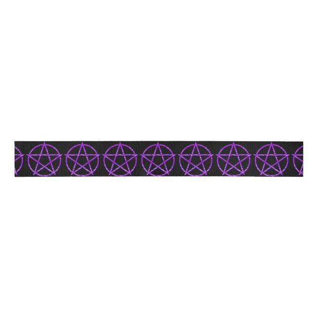 Purple Zebra Pentagram Grosgrain Ribbon (Front)