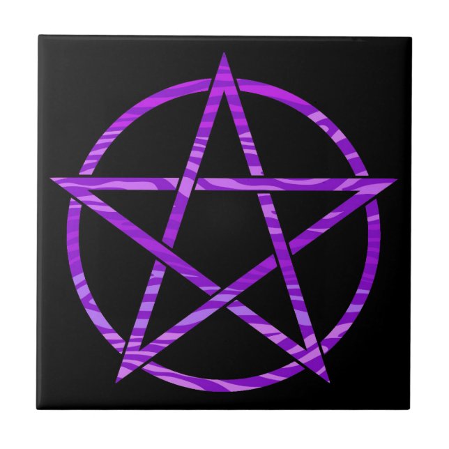 Purple Zebra Pentagram Tile (Front)