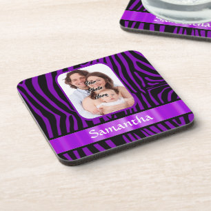 Purple zebra print coaster