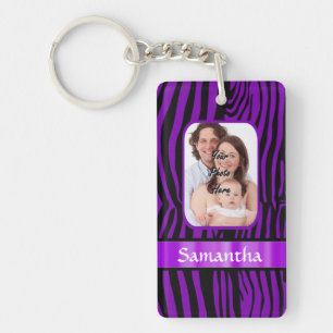 Purple zebra print keychain