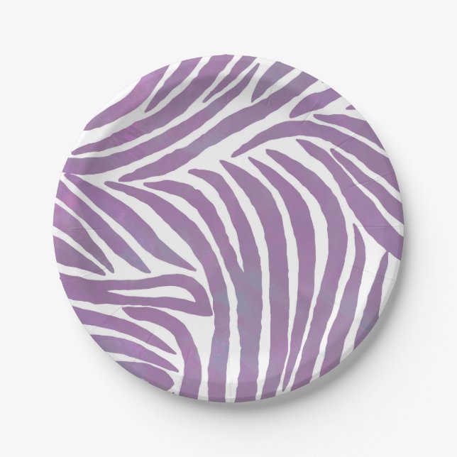 Purple Zebra Print Paper Plate (Front)