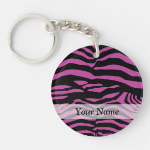 Purple zebra print pattern keychain
